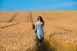 © alipko - beautiful young woman in golden wheat field