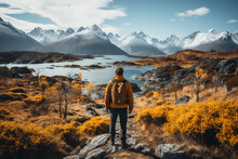 Photo Of A Person With His Back To The Camera Looking At The Torres Del Paine, Chile