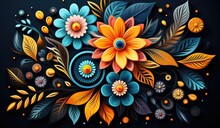 Colorful Floral Mandala Illustration With Colorful Lines, Mexican Folklore, Banner For Flores The Mayo (flowers Of May) Or Hispanic American Heritage Month. Created With Generative Ai