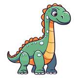 Fototapeta Dinusie - Mesozoic Marvel: Cute Diplodocus Dinosaur in Playful 2D Illustration