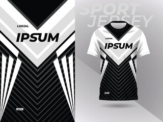 Wall Mural - black white shirt sport jersey mockup template design for soccer, football, racing, gaming, motocross, cycling, and running
