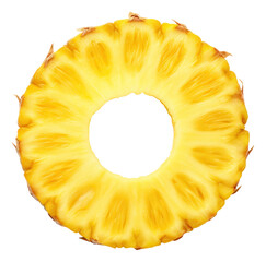 Wall Mural - Top view of pineapple slice isolated.