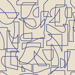 Wall Mural - Trendy seamless pattern with abstract organic cut out Matisse inspired shapes