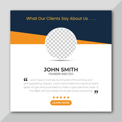 Wall Mural - Client testimonials or customer feedback social media post web banner template