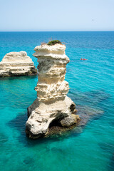 Beautiful turquoise sea with stacks and rocky coast