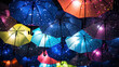 A Striking Composition of Open Umbrellas in a Torrential Rain