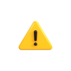 Alert or Warning signs 3d rendering of alert isolated on a transparent background 
