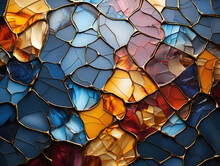 A Close Up Of A Stained Glass Wall. Generative AI.
