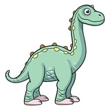 Fototapeta  - Playful Prehistoric Pal: Cute Apatosaurus Dinosaur Illustration