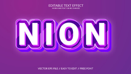 Wall Mural - Neon 3D Editable Vector Text Effect Template