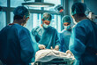 © ADDICTIVE STOCK - Team of doctors performs surgery in a hospital. Generative AI.