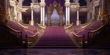  Intricate Purple Tapestries Adorning A Grand Palace Hall - Emanating Majesty And Opulence - Capturing The Regal Beauty Of A Noble Setting   Generative AI Digital Illustration