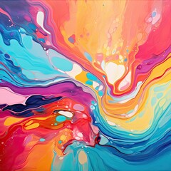 Wall Mural - Vibrant abstract art featuring a colorful sky, generative ai