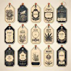 Poster - a set of sale tags and labels with a vintage aesthetic, designed in a vector format