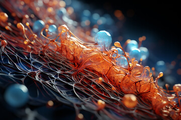 Aufkleber - A microscopic image of the middle ear, revealing the delicate hair cells and nerve fibers responsible for detecting sound.  Generative AI technology.