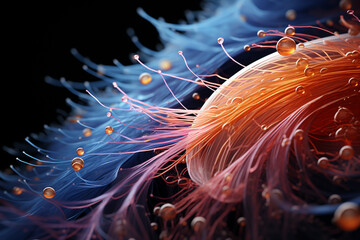 Aufkleber - A microscopic image of the middle ear, revealing the delicate hair cells and nerve fibers responsible for detecting sound.  Generative AI technology.