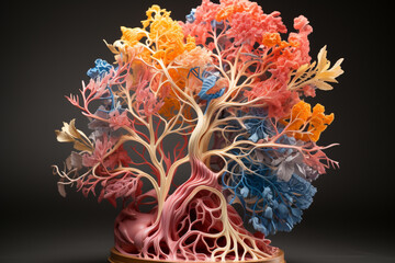 Aufkleber - A cross-sectional view of the bronchial tree, revealing the structure of the bronchi and their surrounding tissues.  Generative AI technology.