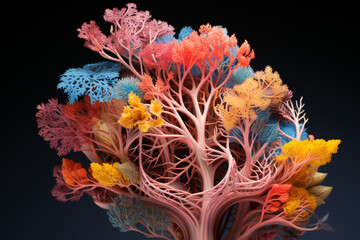 Aufkleber - A cross-sectional view of the bronchial tree, revealing the structure of the bronchi and their surrounding tissues.  Generative AI technology.