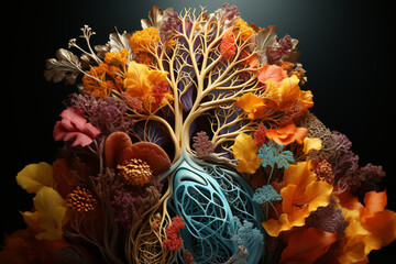 Aufkleber - An artist's illustration of the bronchial tree, combining scientific accuracy with a creative aesthetic.  Generative AI technology.