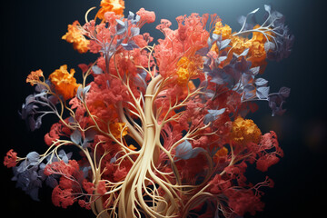 Aufkleber - An artist's illustration of the bronchial tree, combining scientific accuracy with a creative aesthetic.  Generative AI technology.