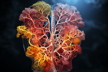 Aufkleber - bronchial obstruction, illustrating the importance of a clear and healthy bronchial tree for proper lung function.  Generative AI technology.