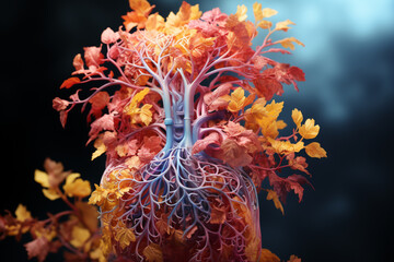 Aufkleber - bronchial obstruction, illustrating the importance of a clear and healthy bronchial tree for proper lung function.  Generative AI technology.