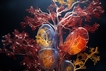 Aufkleber - An X-ray image highlighting the bronchial tree and the presence of any abnormalities or diseases. Generative AI technology.