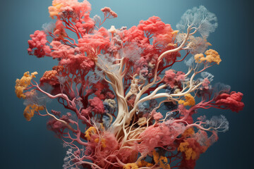 Wall Mural - A bronchial tree model with removable parts, allowing for a closer examination of individual bronchi and bronchioles.  Generative AI technology.