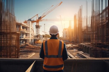 Poster - Civil engineer working on construction site.