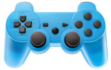 Wall Mural - Blue gaming controller isolated on white background.