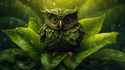 Wall Mural - owl in the night HD 8K wallpaper Stock Photographic Image
