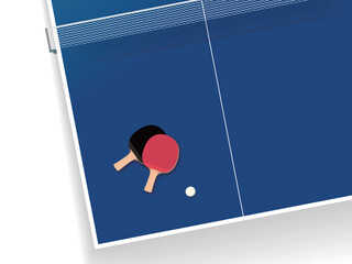 Daily_A003_Ping pong paddle and table horizontal shows the image of table tennis vector illustration graphic EPS 10