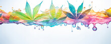 Cannabis Marijuana Leaf Colourful Background With Dripping Oil