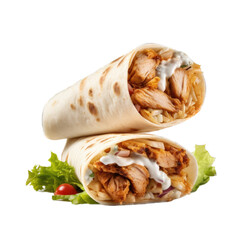 Wall Mural - Chicken Shawarma Wrap isolated on transparent background. Generative AI