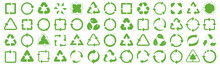 Recycling Arrow Collection. Set Of Biodegradable Arrow. Green Recycle Arrow Collection. Set Of Green Recycling Arrow Symbol
