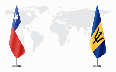 Chile and Barbados flags for official meeting