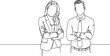 © Christian Horz - continuous single line drawing of business people, businesswoman and businessman line art vector illustration