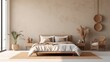 © VERTEX SPACE - home interior mock up room design concept beautiful bedroom with natural light wooden mood and tone colour scheme soft and cosy interior home background,ai generate