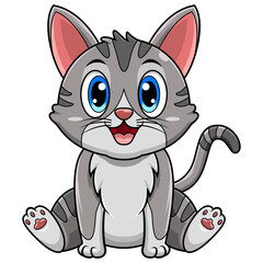 Wall Mural - Cute cat cartoon sitting on white background