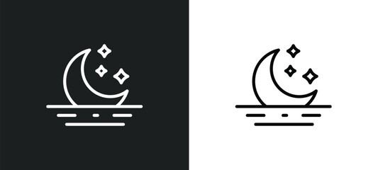 moonrise icon isolated in white and black colors. moonrise outline vector icon from weather collection for web, mobile apps and ui.