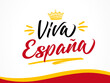 © koltukovs - Viva Espana lettering and wavy flag. Spanish text - Long Live Spain. Greeting card for National Day or t-shirt design. Vector illustration