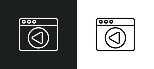 Wall Mural - video in browser icon isolated in white and black colors. video in browser outline vector icon from 