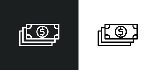 Wall Mural - dollar bills stack icon isolated in white and black colors. dollar bills stack outline vector icon f