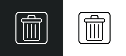 Wall Mural - delete bin icon isolated in white and black colors. delete bin outline vector icon from user interface collection for web, mobile apps and ui.