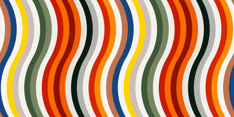 Sticker - Wavy colored stripes going one after another. For interior, packaging, textiles, various prints. Seamless striped pattern.