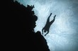 Silhouette of the human body in the  water. Drowned person.