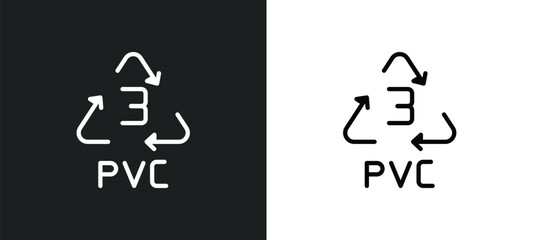Wall Mural - 3 pvc icon isolated in white and black colors. 3 pvc outline vector icon from user interface collect