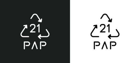 21 pap icon isolated in white and black colors. 21 pap outline vector icon from user interface collection for web, mobile apps and ui.