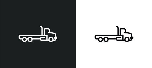 Wall Mural - flatbed lorry icon isolated in white and black colors. flatbed lorry outline vector icon from transp