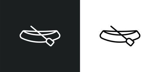 Wall Mural - dugout canoe icon isolated in white and black colors. dugout canoe outline vector icon from transpor